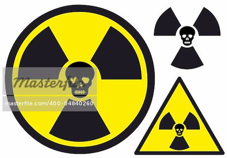 atomic power sign with skull, vector illustration