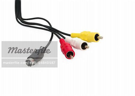 audio and video jacks isolated on white