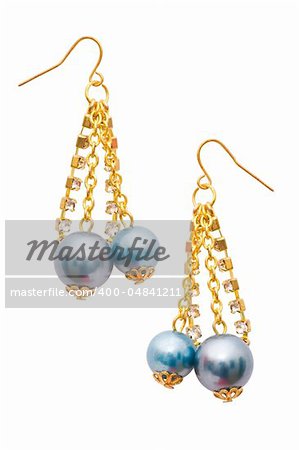 Pair of earrings isolated on the white background