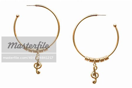 Pair of earrings isolated on the white background