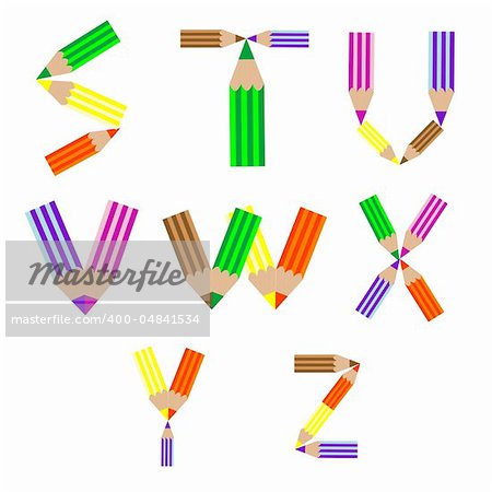 pencils alphabet, vector art illustration; more alphabet letters in my gallery