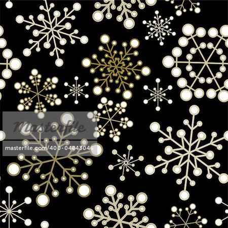 Winter - dark christmas seamless pattern / texture with snowflakes