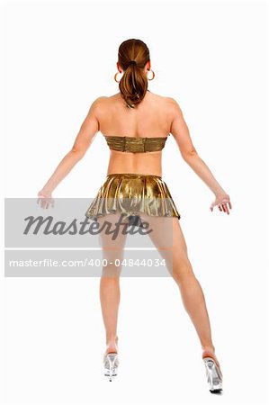 beautiful woman bodybuilder posing against white background