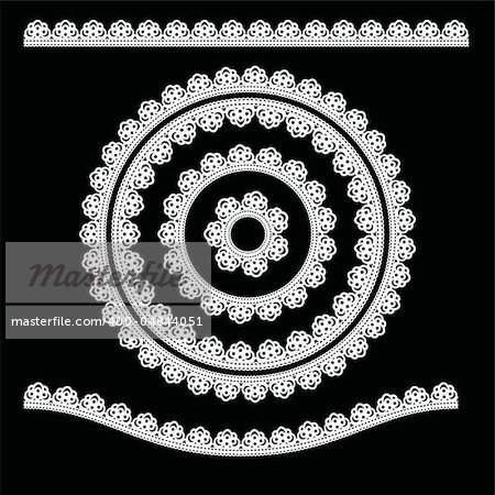 Ornamental round lace. Illustration on black background