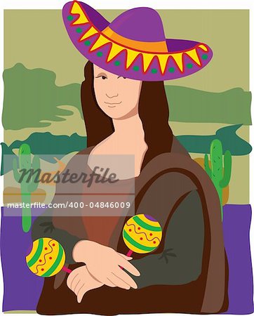 The Mona Lisa dressed in a Sombrero