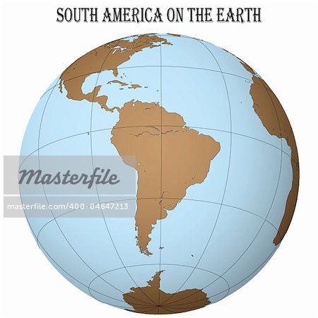 south america on the earth, abstract vector art illustration