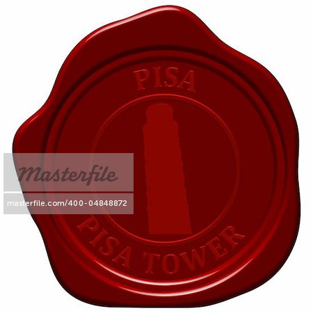 Pisa tower. Sealing wax stamp for design use.