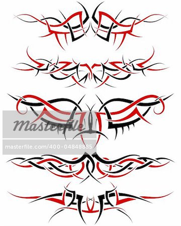 Patterns of black and red tribal tattoo for design use