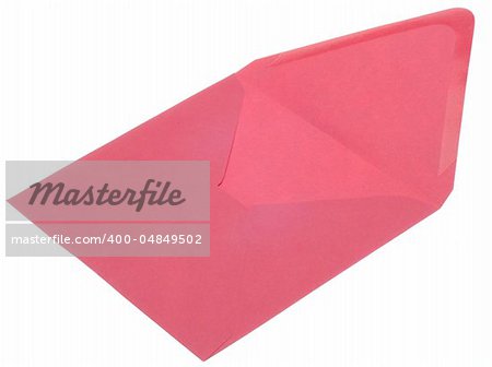 Pink Invitation Envelope Open Isolated on White with a Clipping Path.