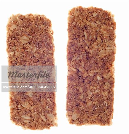 Healthy Granola Bars Isolated on White with a Clipping Path.