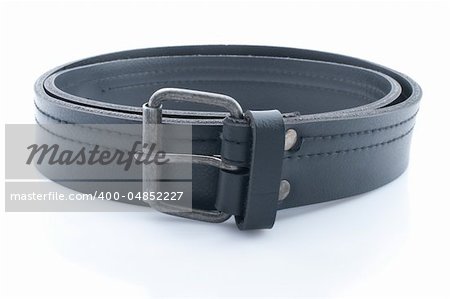 Black leather belt isolated on white background