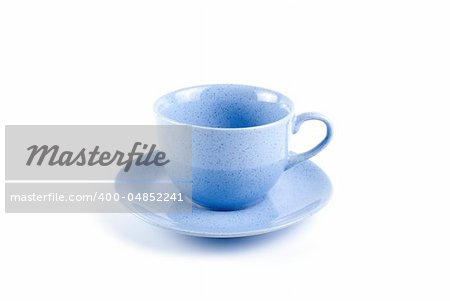 Blue cup with saucer  isolated on white background