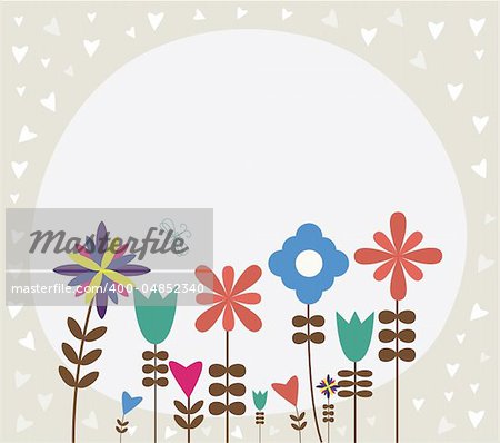 vintage retro background with flowers and butterfly