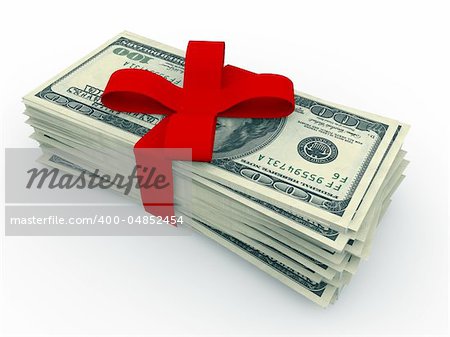 hundred dollar stack isolated on white background