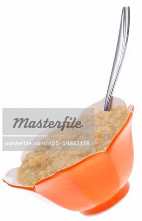 Split Pea Soup Isolated on White with a Clipping Path.