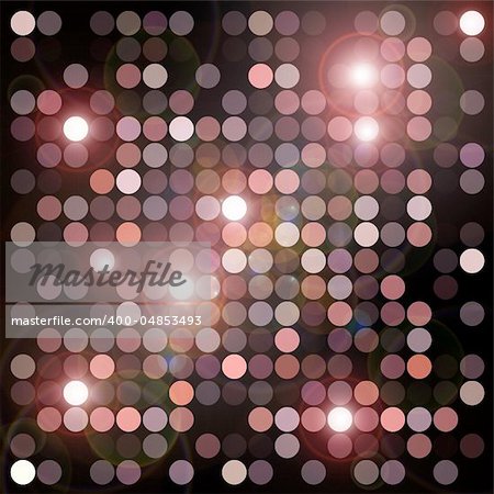 Circles geometric pattern and flashing lights background. Abstract digital illustration.