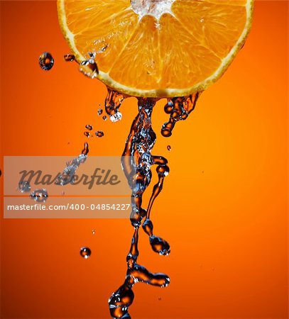Orange with water splash
