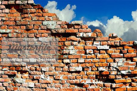 image of the destroyed walls against the sky