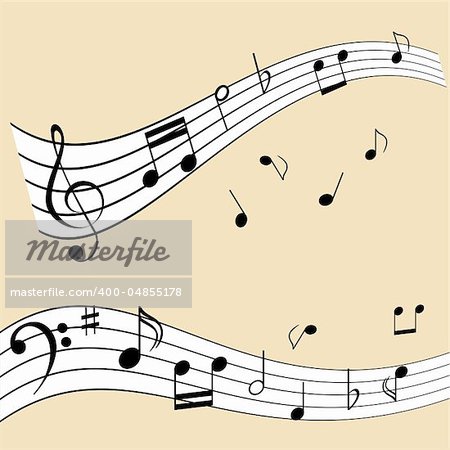 Musical notes on music sheet