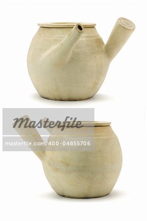 Front and rear views of Chineses clay pot