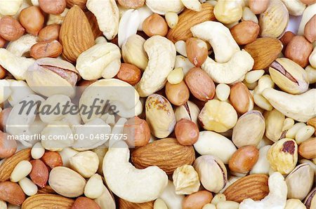 Nuts mixed for backgrounds or textures