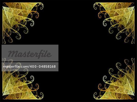 Gold and yellow corner fan border with black copy space.