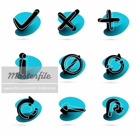 illustration of symbolic buttons on white background