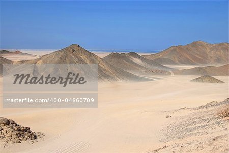 Sahara dry desert view by Hurghada, Egypt, hills and sand