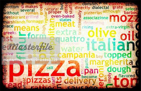 Pizza Menu as Concept Background with Toppings