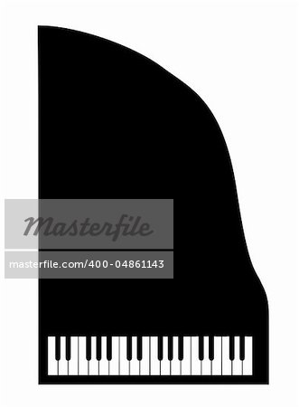 vector silhouette grand piano on white background