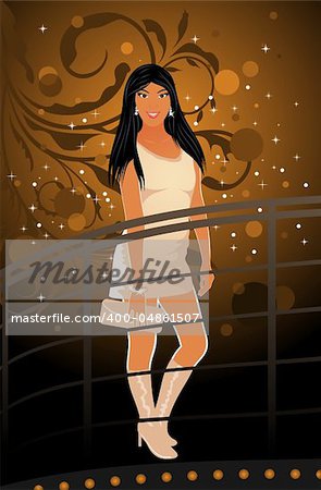Illustration sexy girl in night club - vector