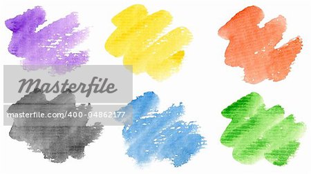 Watercolor hand painted brush strokes set. Isolated on white background. Made myself.