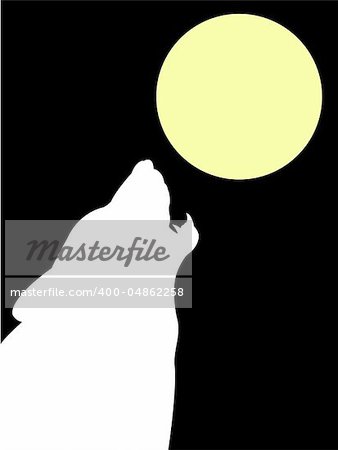 Wolf and moon - vector
