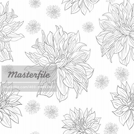 Hand drawn floral wallpaper with set of different flowers. Could be used as seamless wallpaper, textile, wrapping paper or background