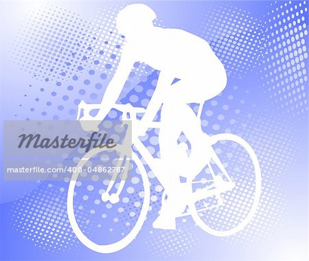 bicyclist on the abstract halftone background - vector
