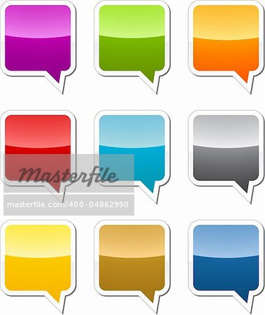 Multicolored  speech bubble sticker icon illustration set