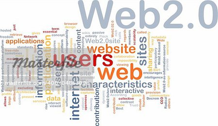 Background concept wordcloud illustration of web 2.0