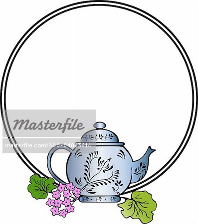 cute teapot with floral vector illustration design