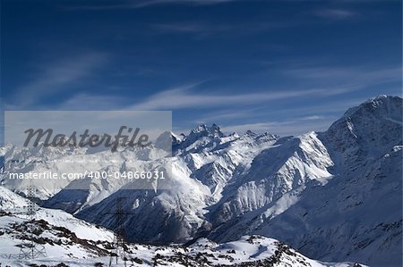 Panoramic view from Elbrus. Chatyn, Ushba, Kogutai