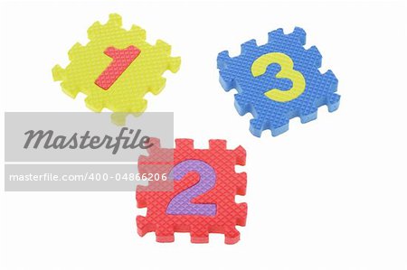 Colorful puzzle blocks with numbers one, two,  and three