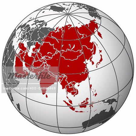 asia on earth, abstract vector art illustration