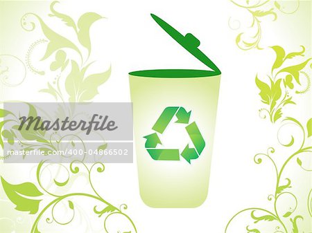 abstract eco green recycle bin icon vector illustration