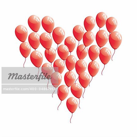 Red abstract heart balloon vector. Concept love illustration. Valentine Day card.