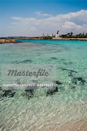 Sea view of clear water on the beach of Cyprus