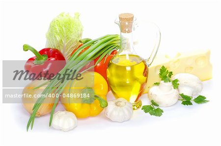 set of ingredients and spice  isolated on white background