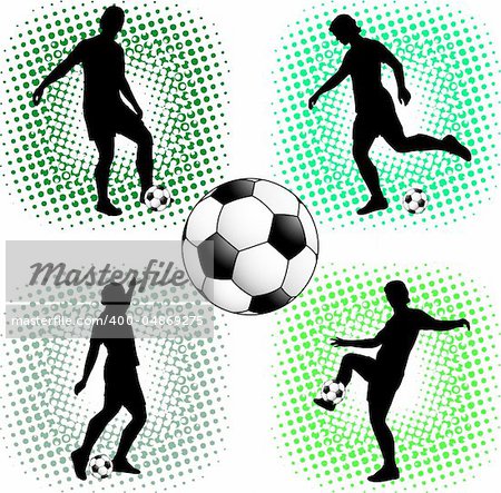 soccer players silhouettes - vector illustration