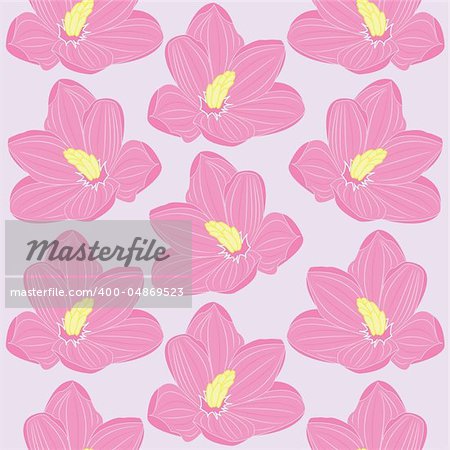Seamless floral pattern with pink flowers. Vector illustration