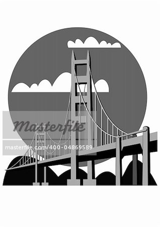 Illustration of the Golden Gate Bridge - vector. This file is vector, can be scaled to any size without loss of quality.