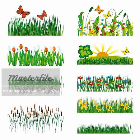 Collection of elements of nature. Vector illustration. Vector art in Adobe illustrator EPS format, compressed in a zip file. The different graphics are all on separate layers so they can easily be moved or edited individually. The document can be scaled to any size without loss of quality.