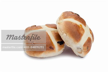 Hot cross buns on a white background